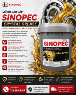 Sinopec Crystal Grease NLGI 1 2 3 T3: Mỡ Bôi Trơn Gốc Lithium Đa Năng Chính Hãng